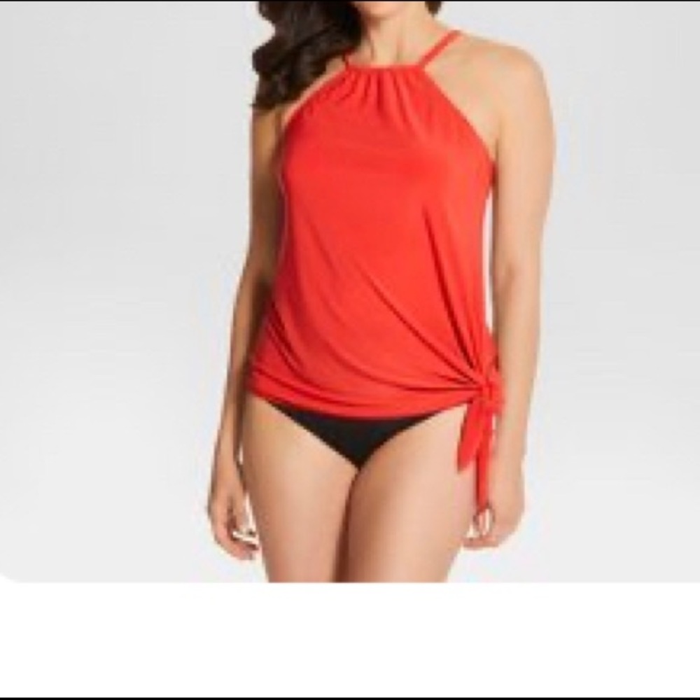 High neck tankini top with side tie